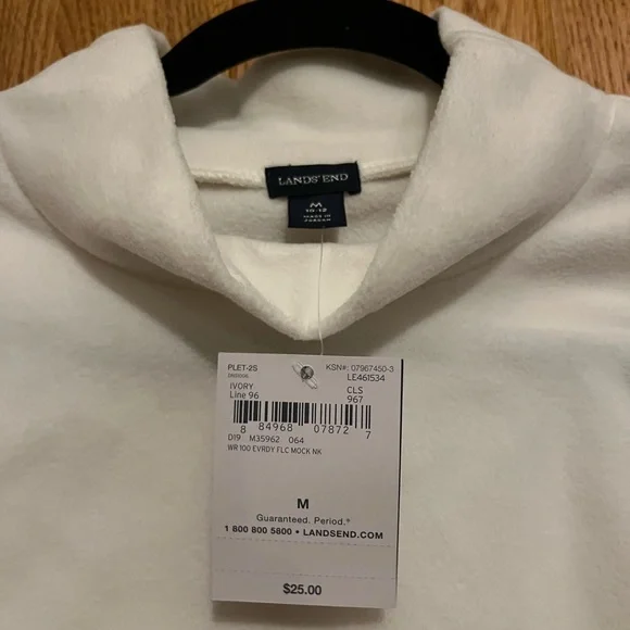 Ladies Lands End Medium Ivory fleece - Picture 3 of 4